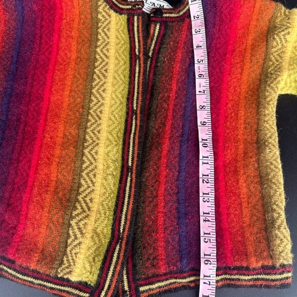 Alpaca Colorful Striped Cardigan Size Medium 100 Alpaca Wool - Picture 10 of 13